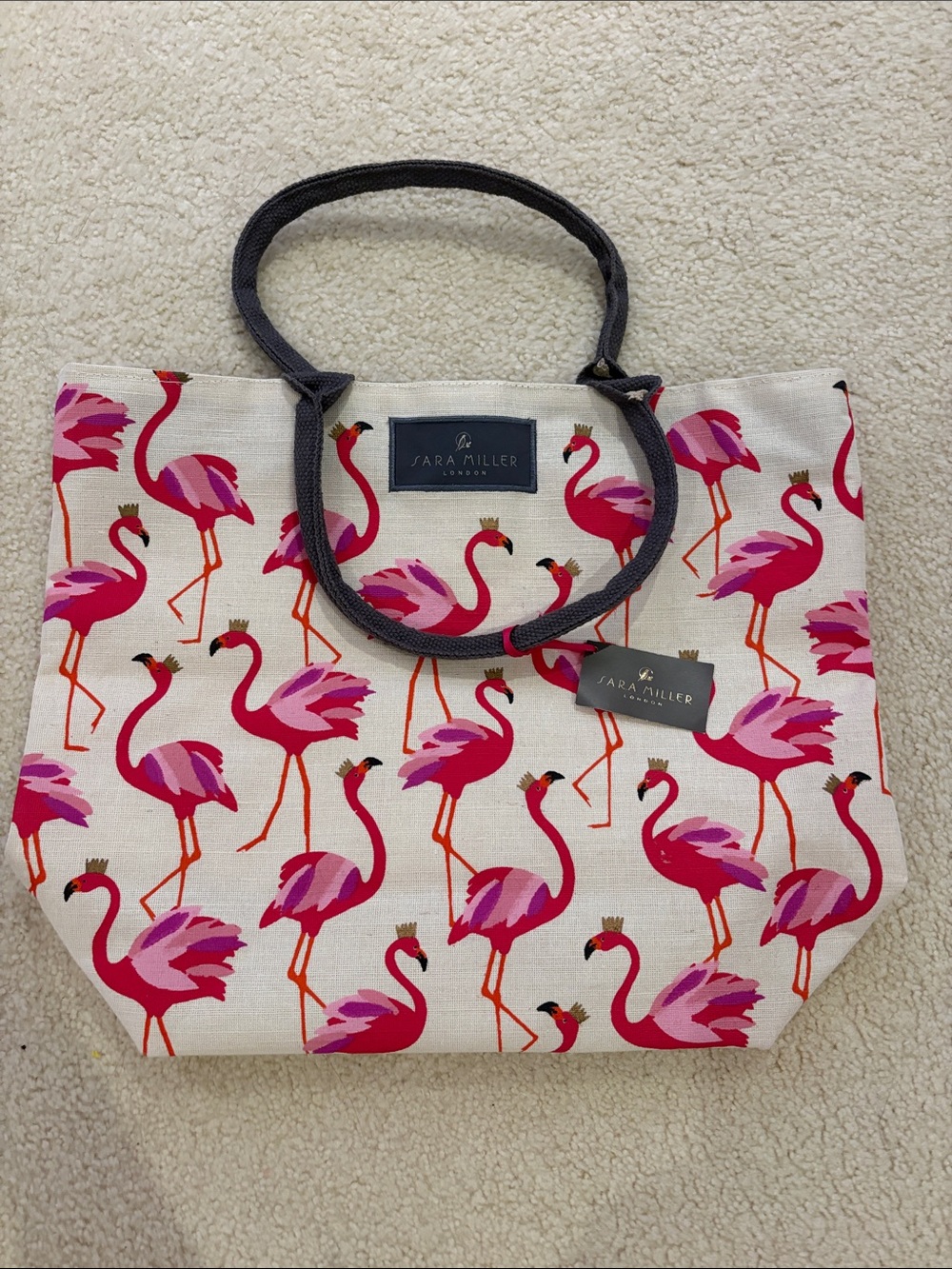 Sara Miller Pink Flamingo Canvas Tote